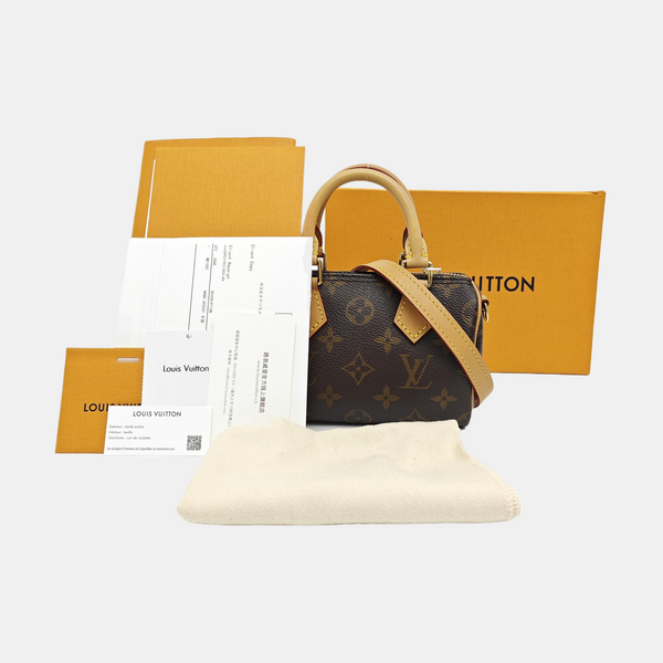 SPEEDY Nano Monogram Coated Canvas Brown
