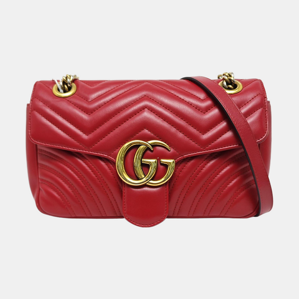 GG Marmont Medium Quilted Calfskin Red