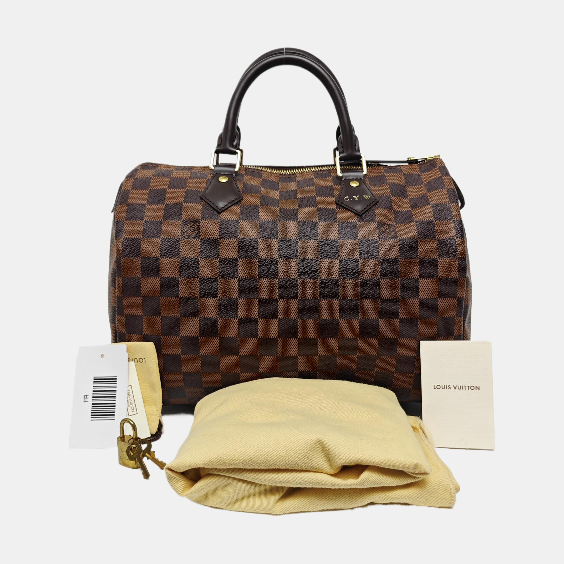 Authenticated pre-owned  SPEEDY 30 Damier Ebene Coated Canvas Brown - Top Handle Bag at Looply