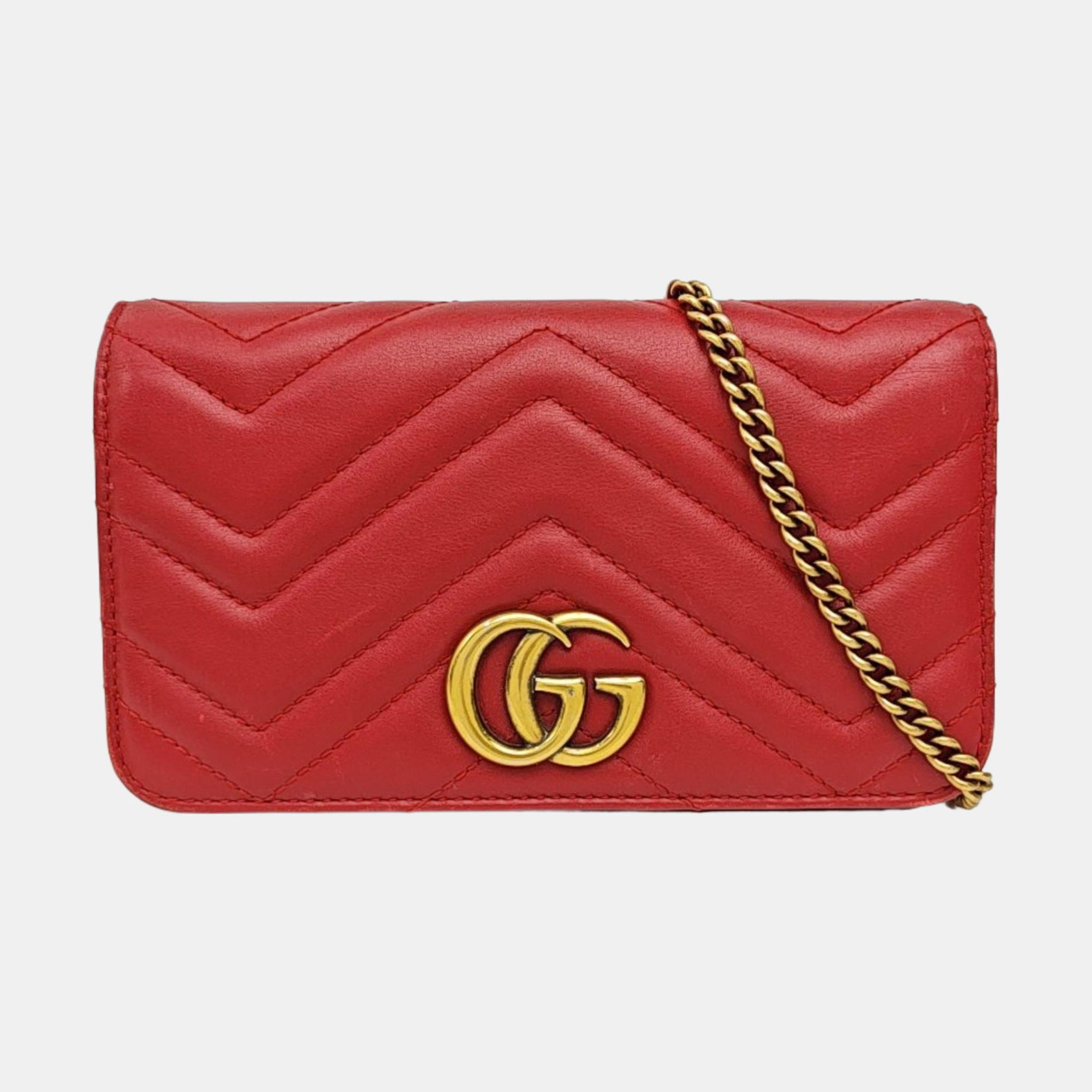 GG Marmont Super Mini Quilted Calfskin Red