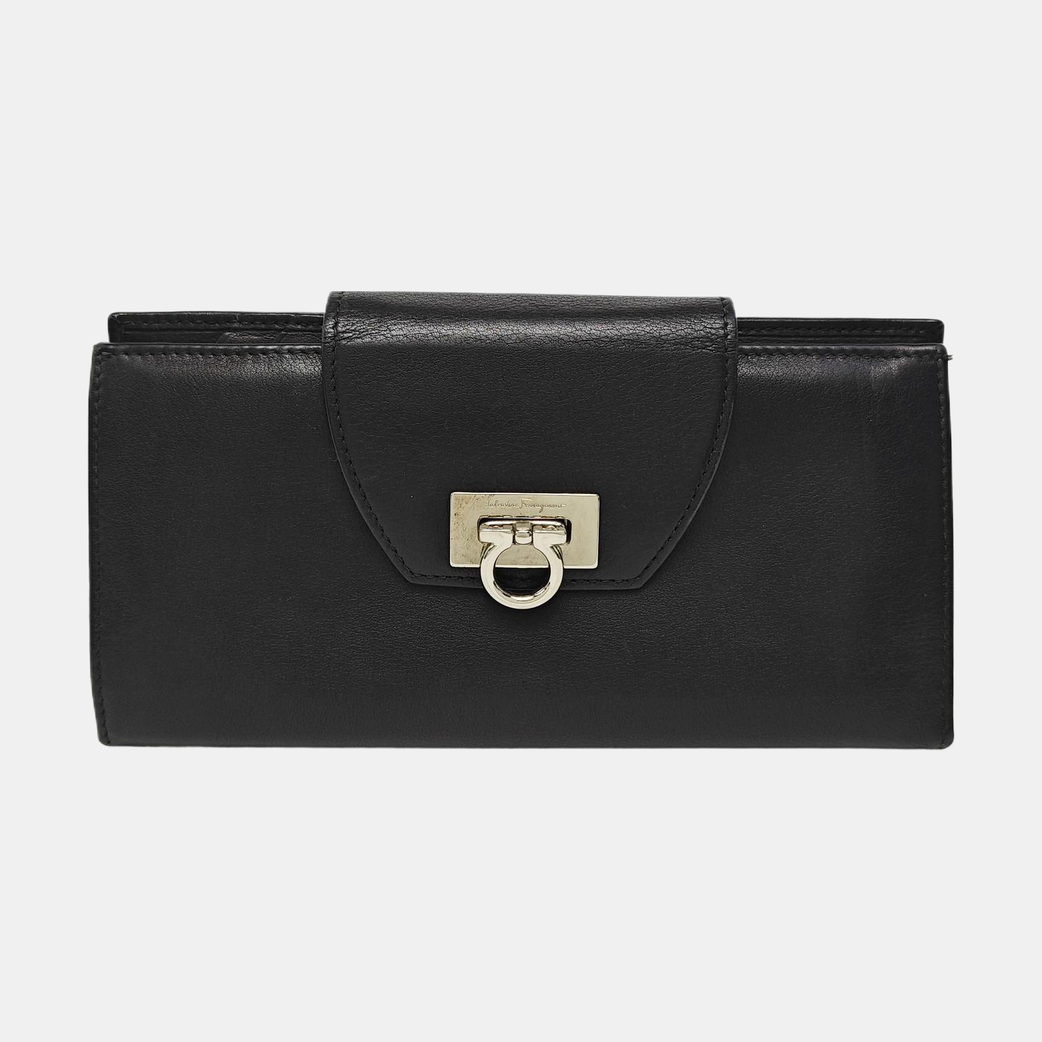 Gancio Calfskin Black Wallet