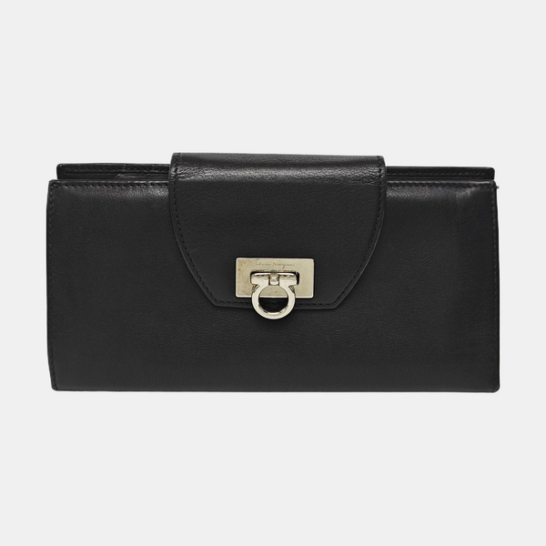 Gancio Calfskin Black Wallet
