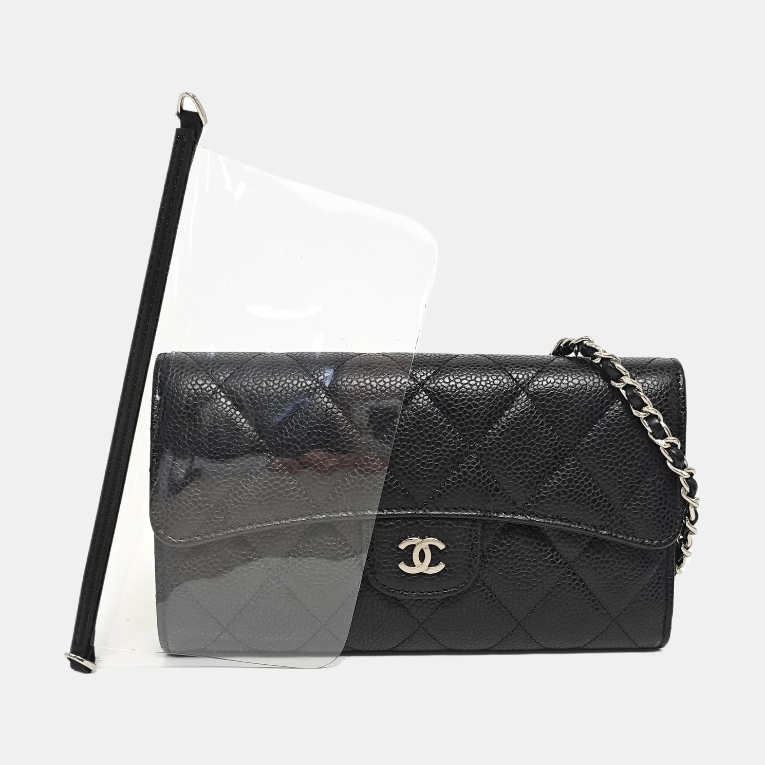 CLASSIC FLAP Mini Quilted Grained Calfskin Black Wallet