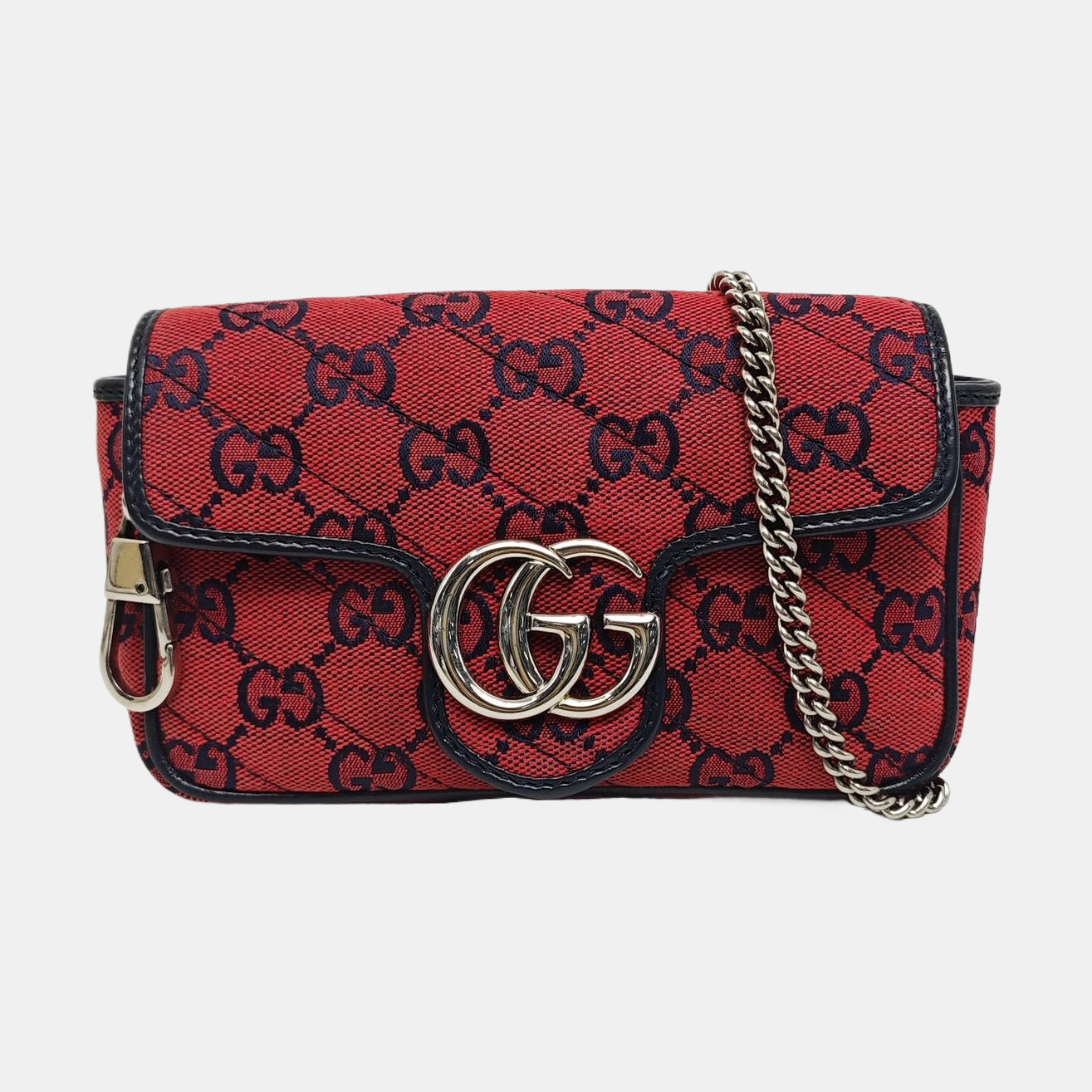 Authenticated pre-owned  GG Marmont Mini Quilted Canvas Red - Shoulder Bag at Looply