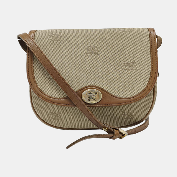 Coated Canvas Shoulder Bag Beige
