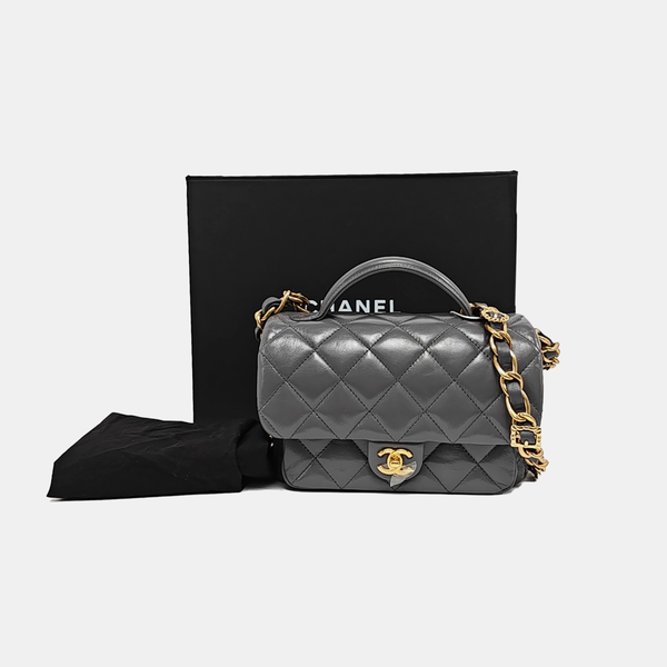 Quilted Lambskin Gray