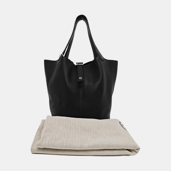 Authenticated pre-owned  Picotin Lock 22 Clemence Black - Bucket Bag at Looply