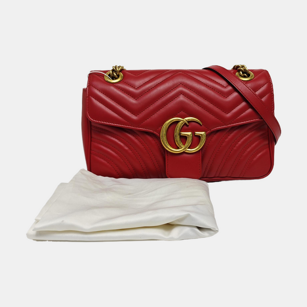 GG Marmont Medium Quilted Calfskin Red