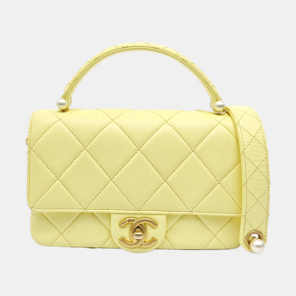Quilted Lambskin Shoulder Bag Yellow