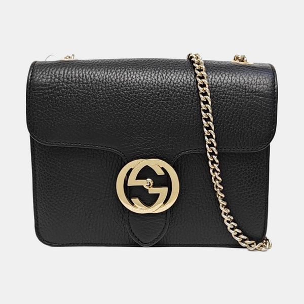 Interlocking G Small Calfskin Black