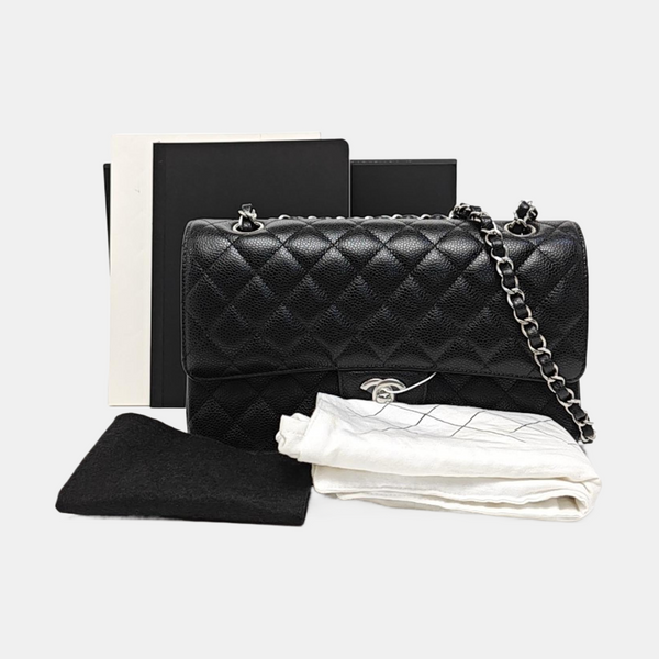 CLASSIC FLAP Small Quilted Grained Calfskin Black