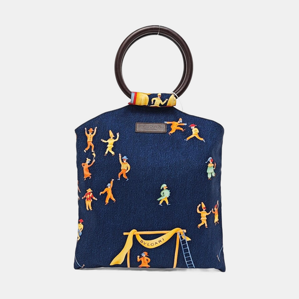 Fabric Top Handle Bag Blue