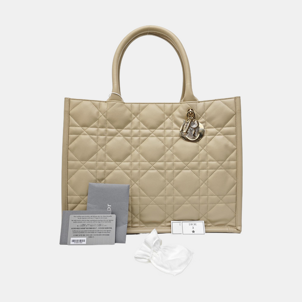 Book Tote Medium Cannage Calfskin Beige