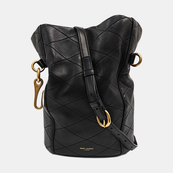 Quilted Lambskin Bucket Bag Black