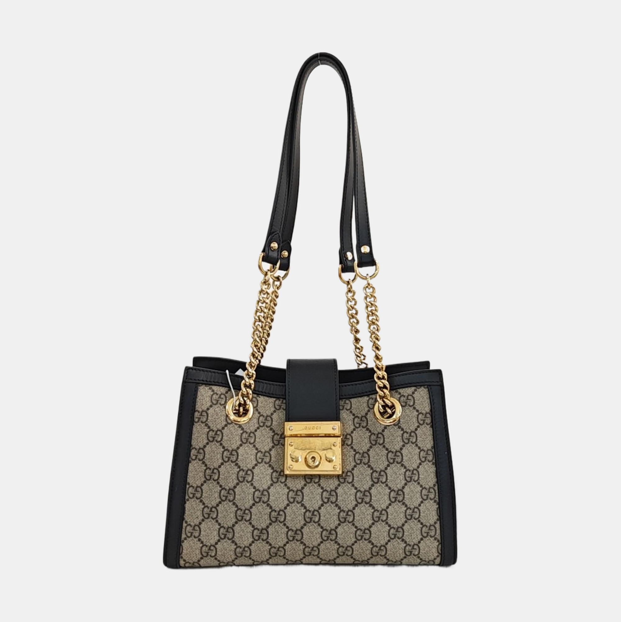 Padlock Small Monogram Coated Canvas Beige