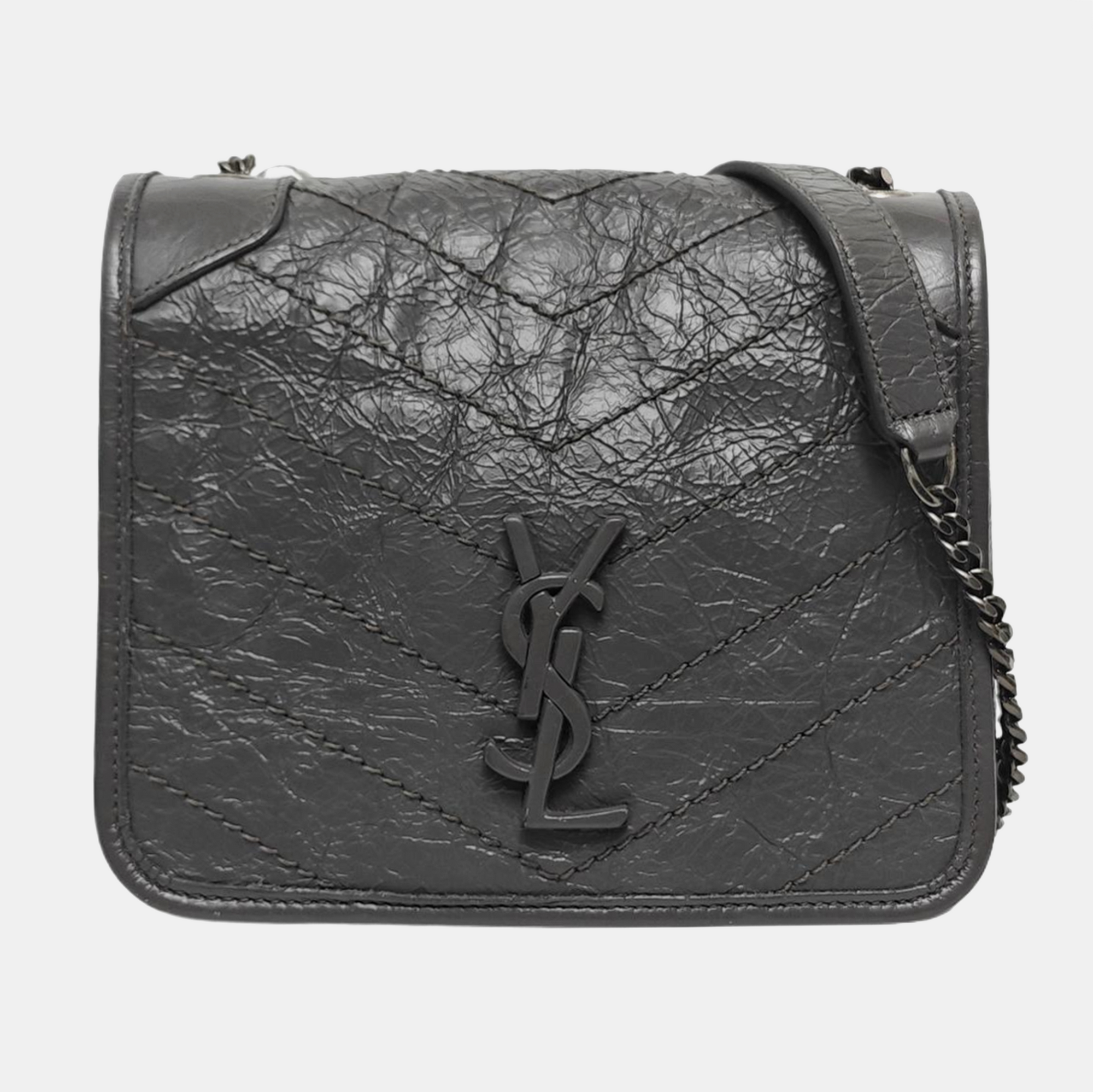 NIKI Mini Chevron Calfskin Gray