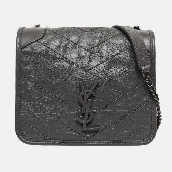 NIKI Mini Chevron Calfskin Gray