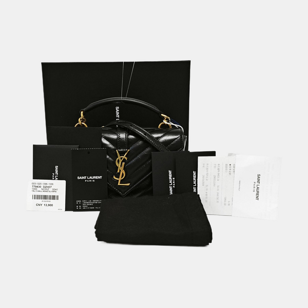 ENVELOPE Small Chevron Calfskin Black