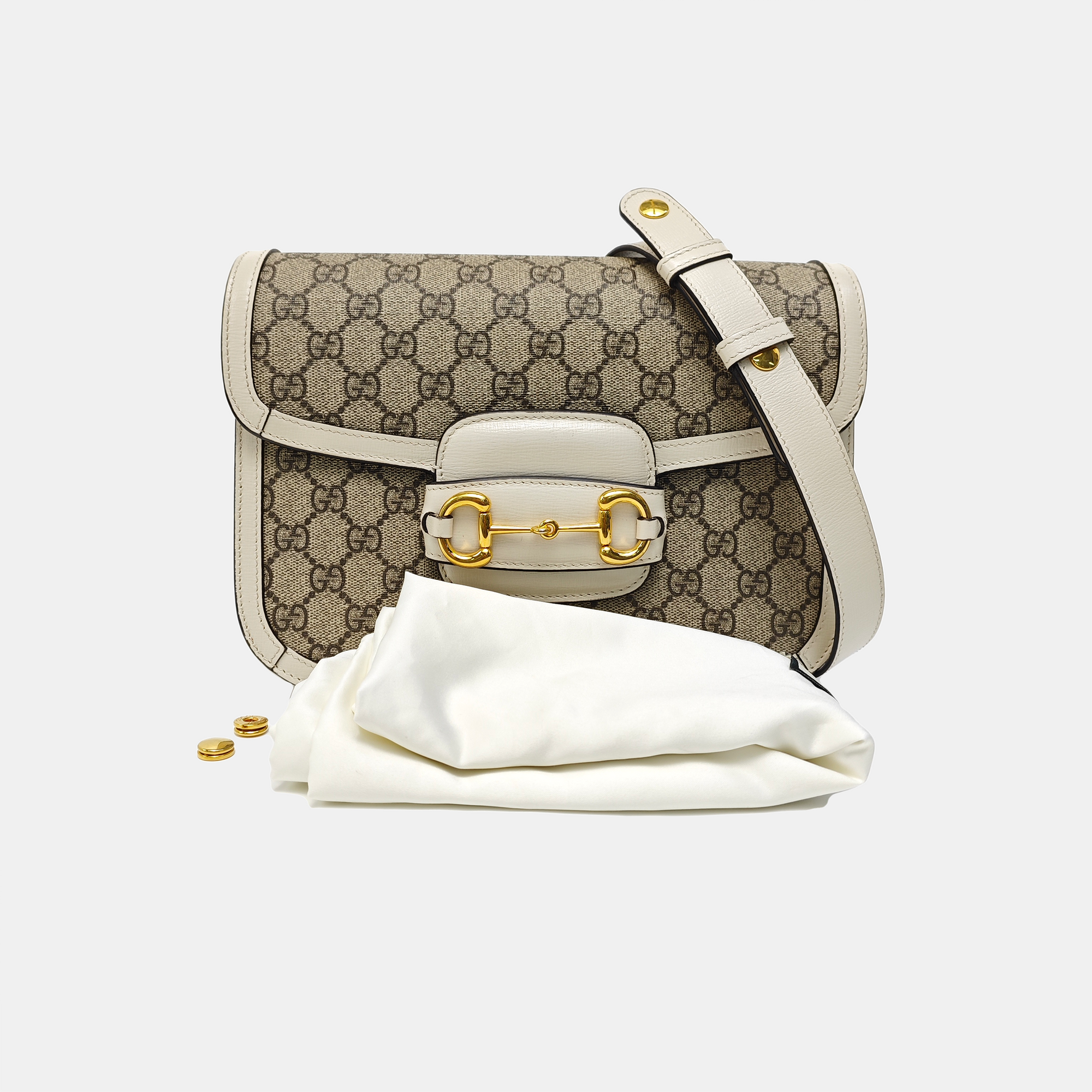 Horsebit 1955 Small Monogram Coated Canvas Beige