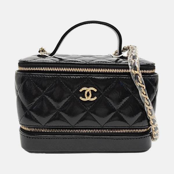 Quilted Calfskin Shoulder Bag Black