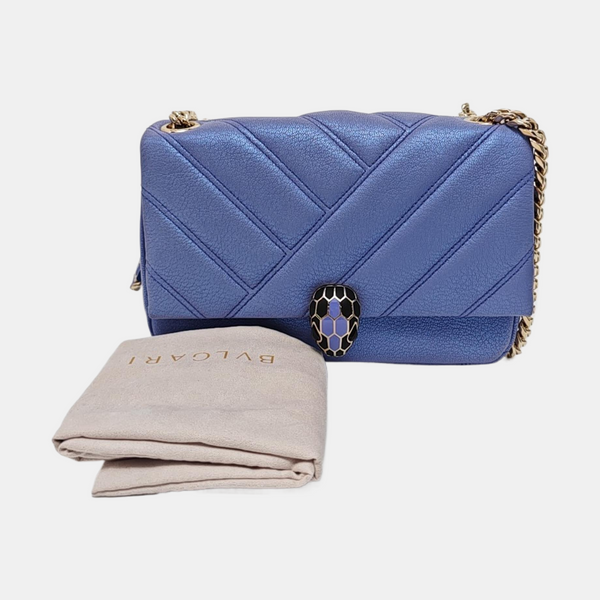 SERPENTI CABOCHON Small Quilted Lambskin Blue