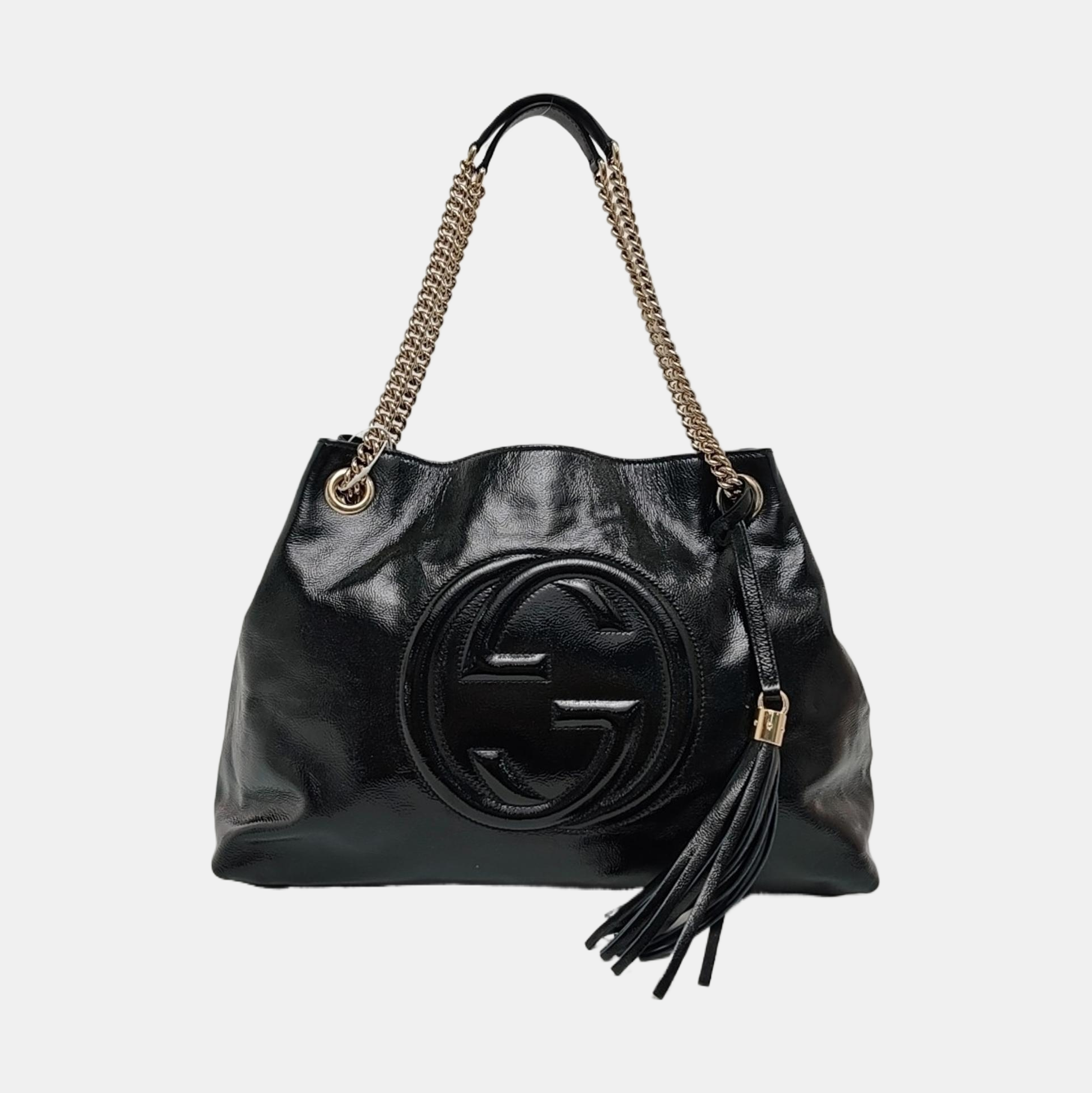 Authenticated pre-owned  Soho Quilted Patent Leather Black - Tote Bag at Looply