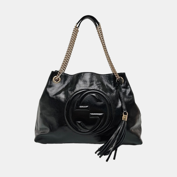 Authenticated pre-owned  Soho Quilted Patent Leather Black - Tote Bag at Looply