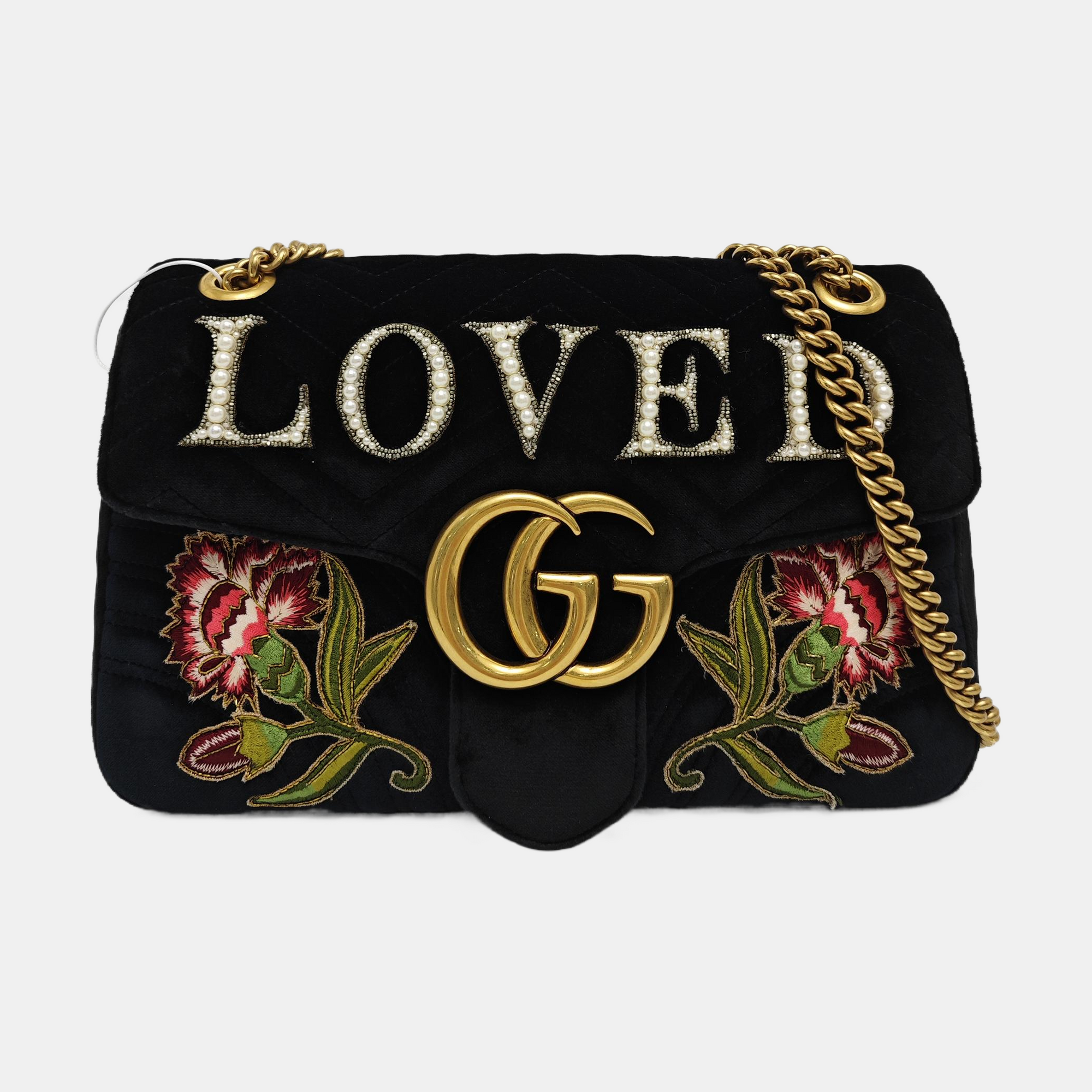 GG Marmont Large Quilted Velvet Black