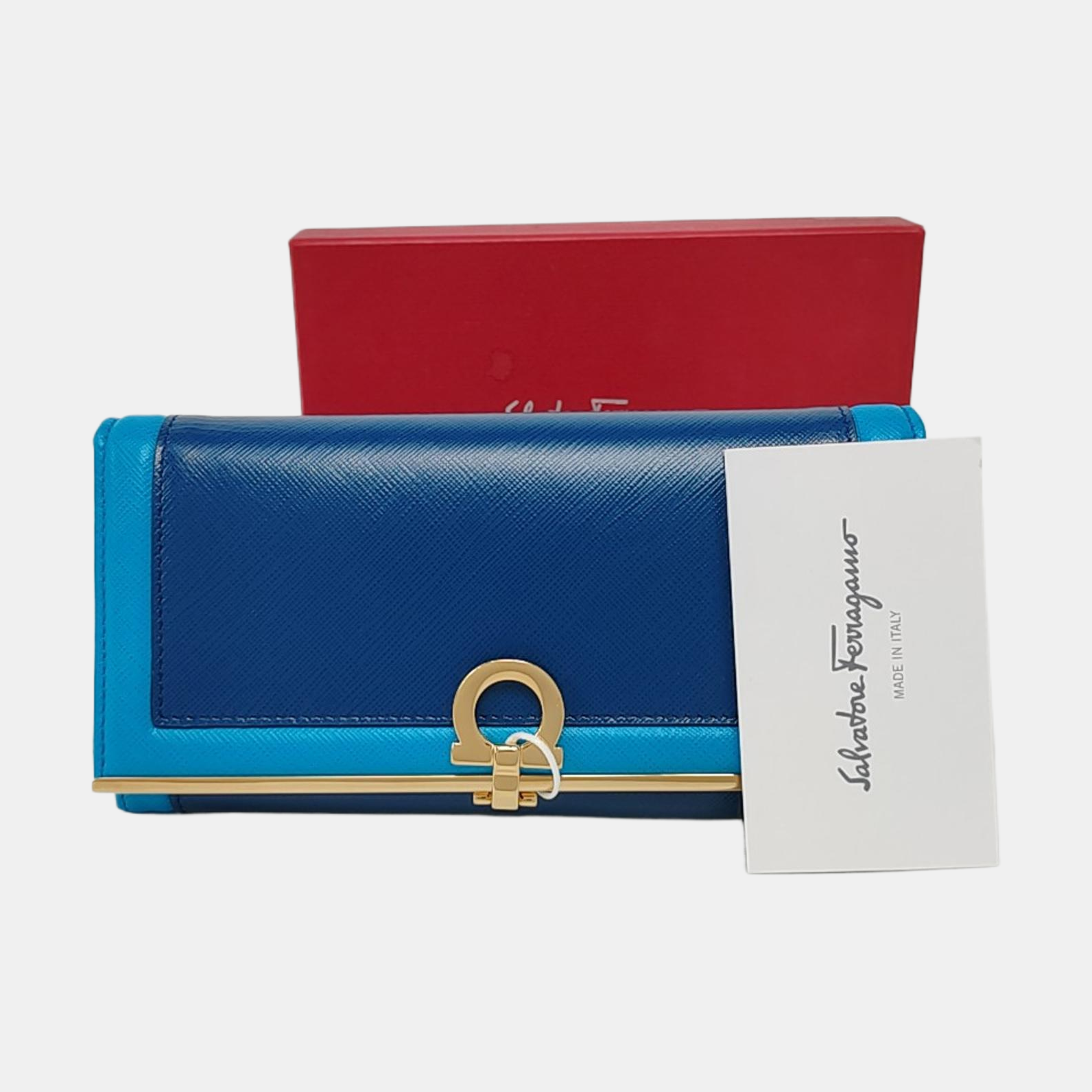 Gancio Calfskin Blue Wallet