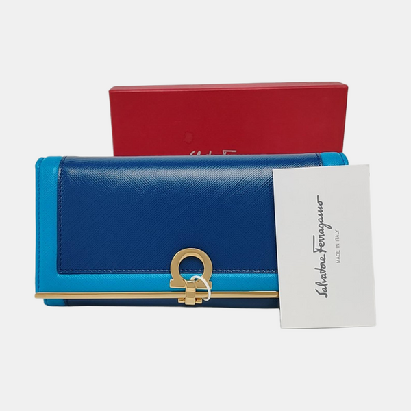 Gancio Calfskin Blue Wallet