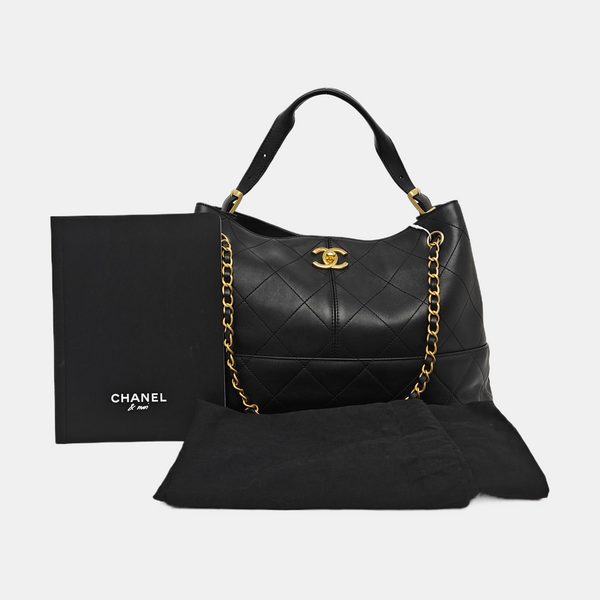 Quilted Calfskin Tote Bag Black