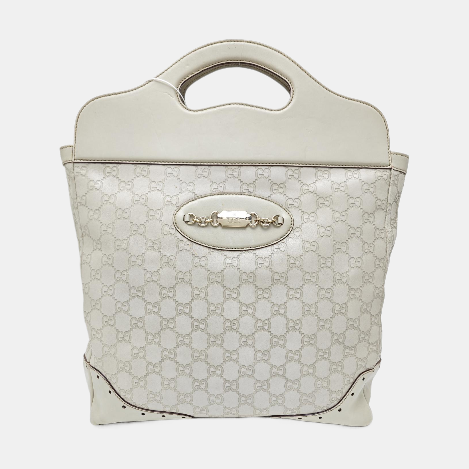 Monogram Calfskin Top Handle Bag White
