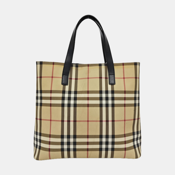 Coated Canvas Tote Bag Beige