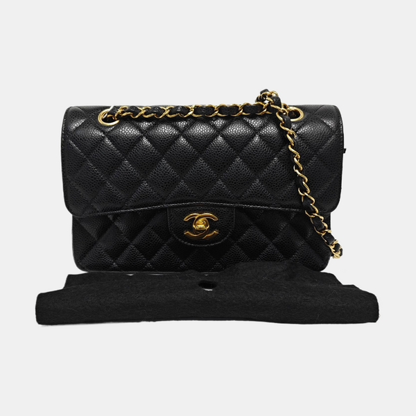 CLASSIC FLAP Small Quilted Grained Calfskin Black