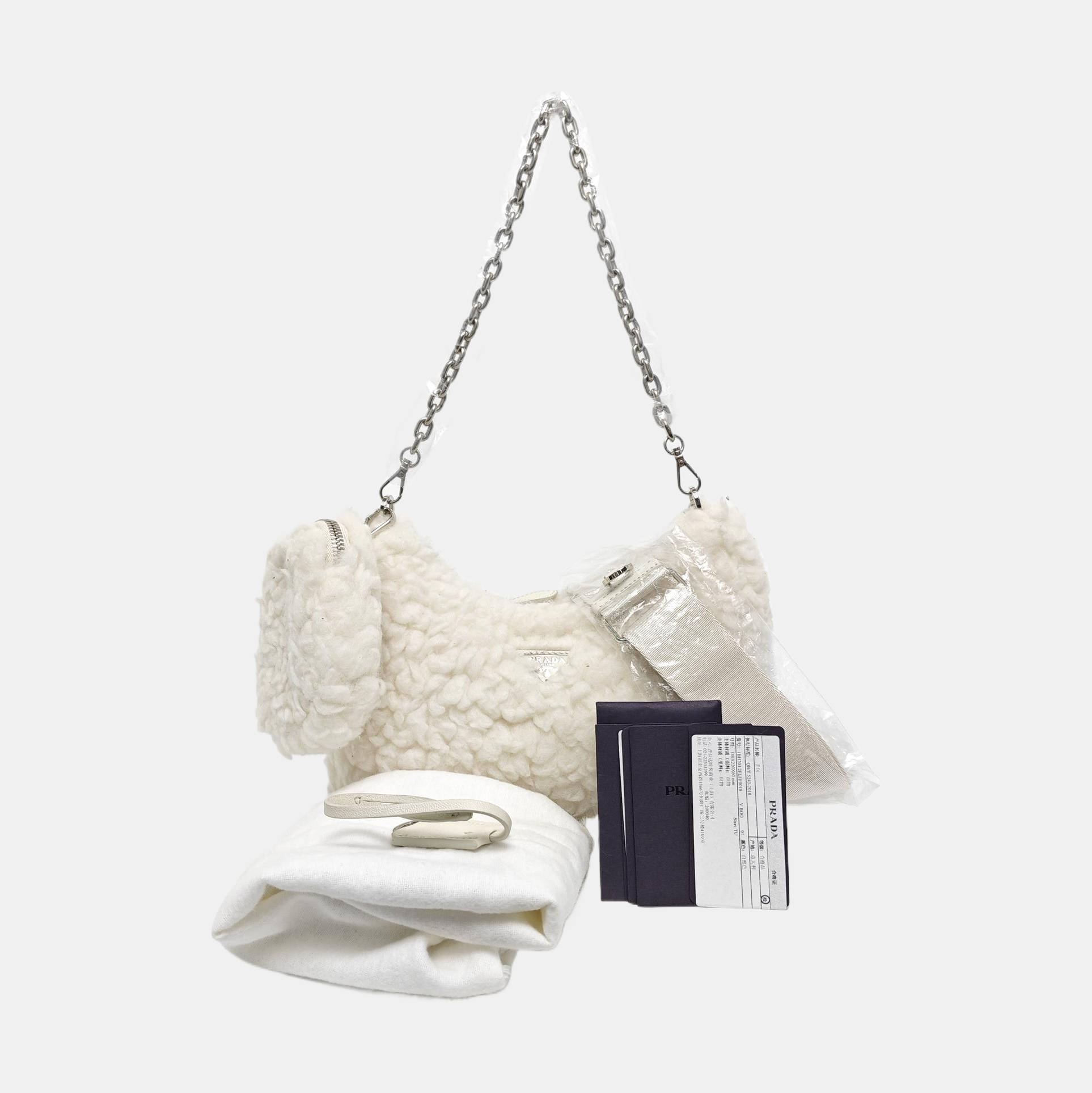 Authenticated pre-owned  Re-Edition2000 Mini Fabric White - Shoulder Bag at Looply