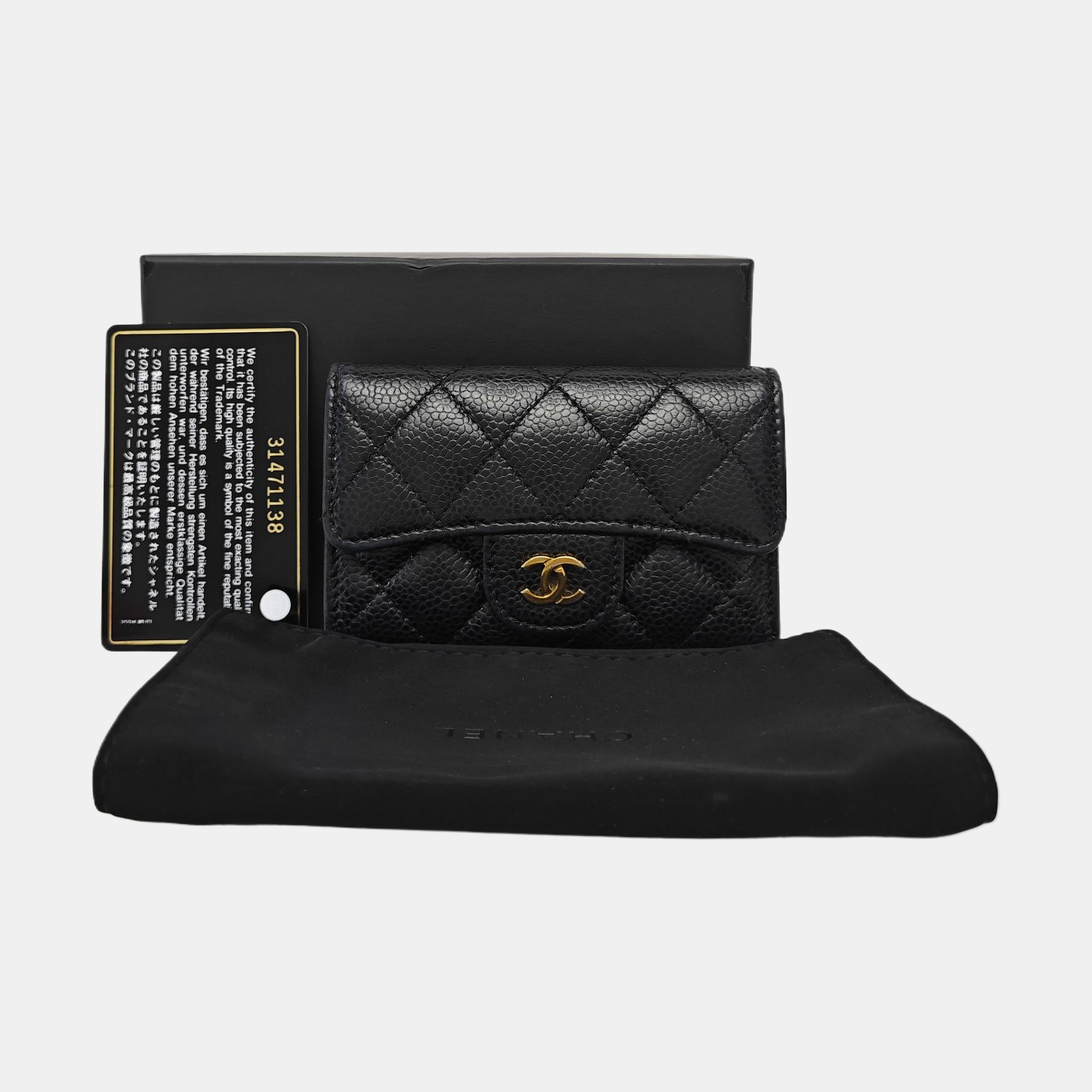 CLASSIC FLAP Quilted Grained Calfskin Black Wallet