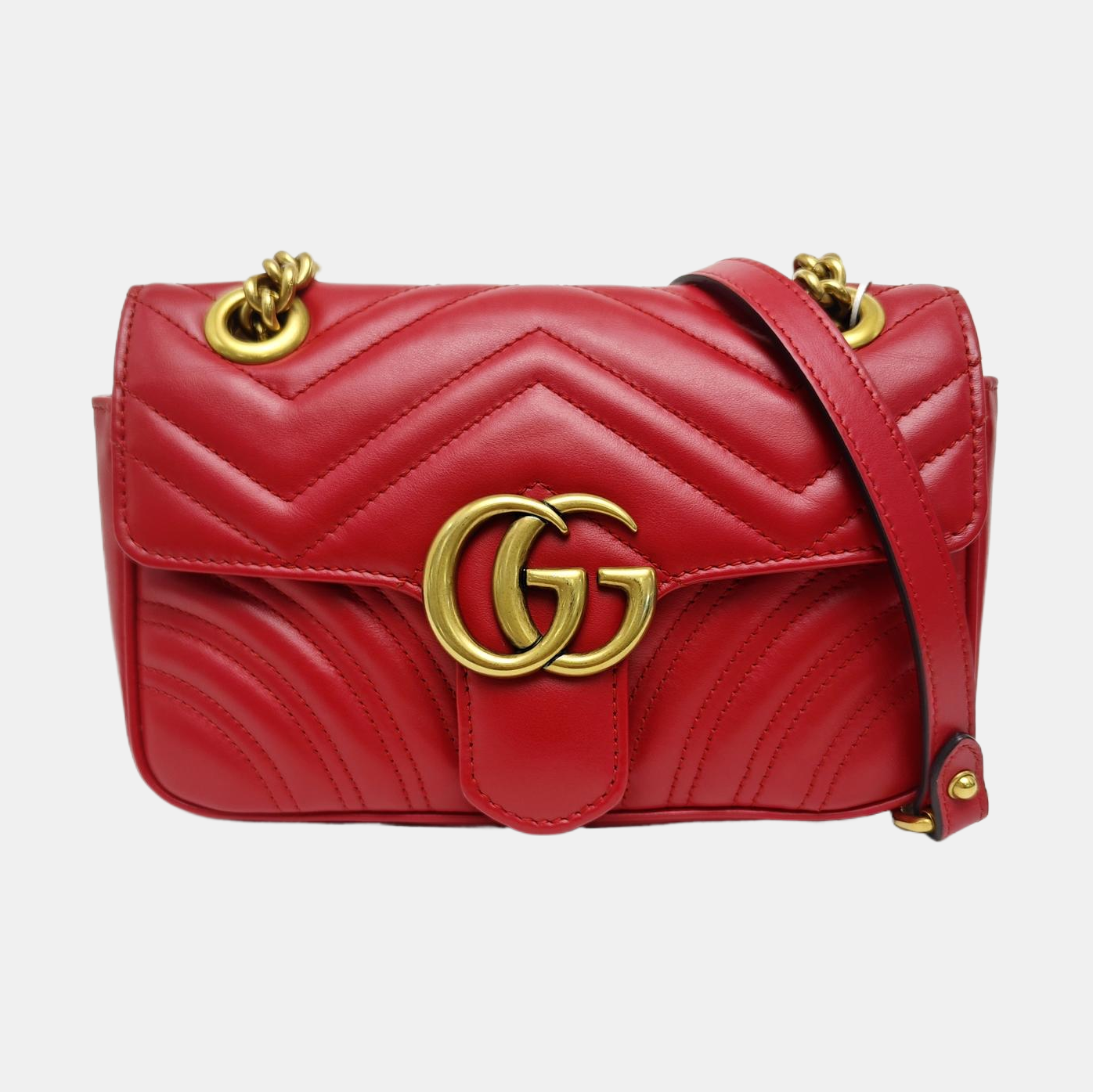 GG Marmont Small Quilted Calfskin Red