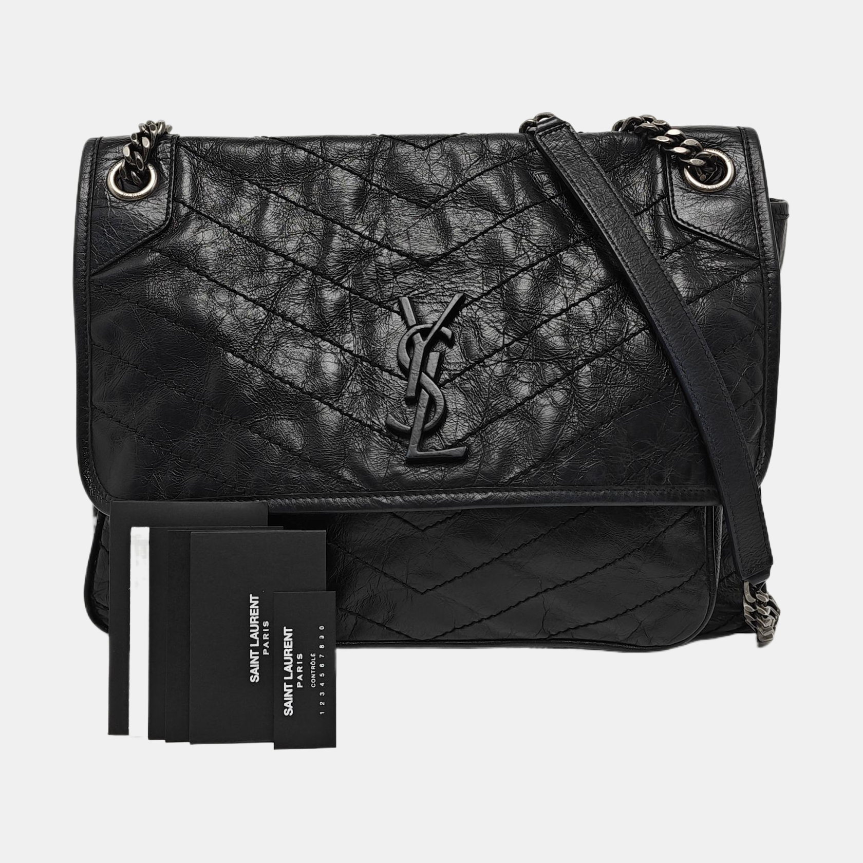 NIKI Large Chevron Calfskin Black