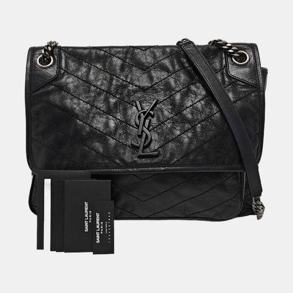 NIKI Large Chevron Calfskin Black