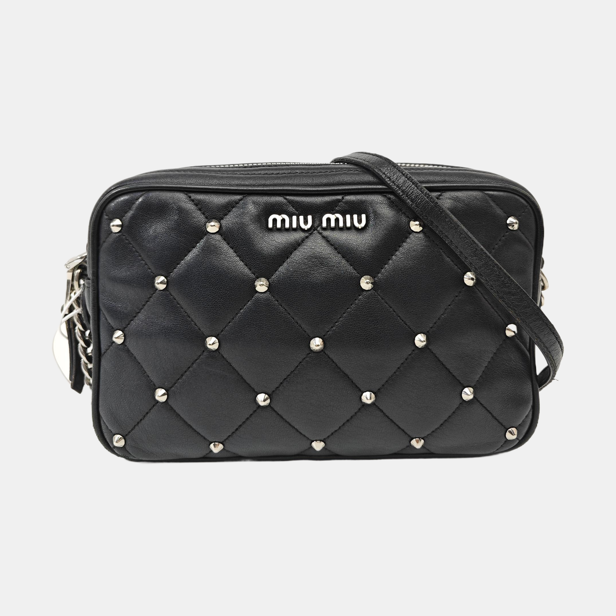 Quilted Lambskin Shoulder Bag Black