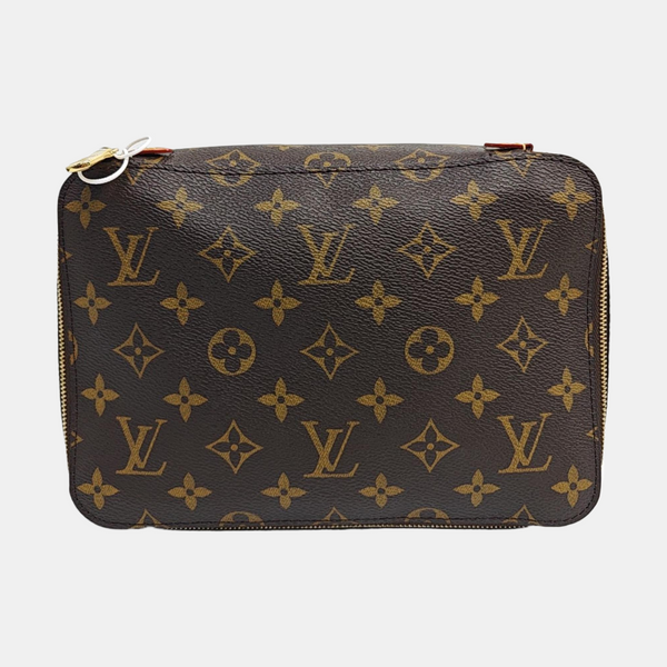Monogram Coated Canvas Clutch Brown