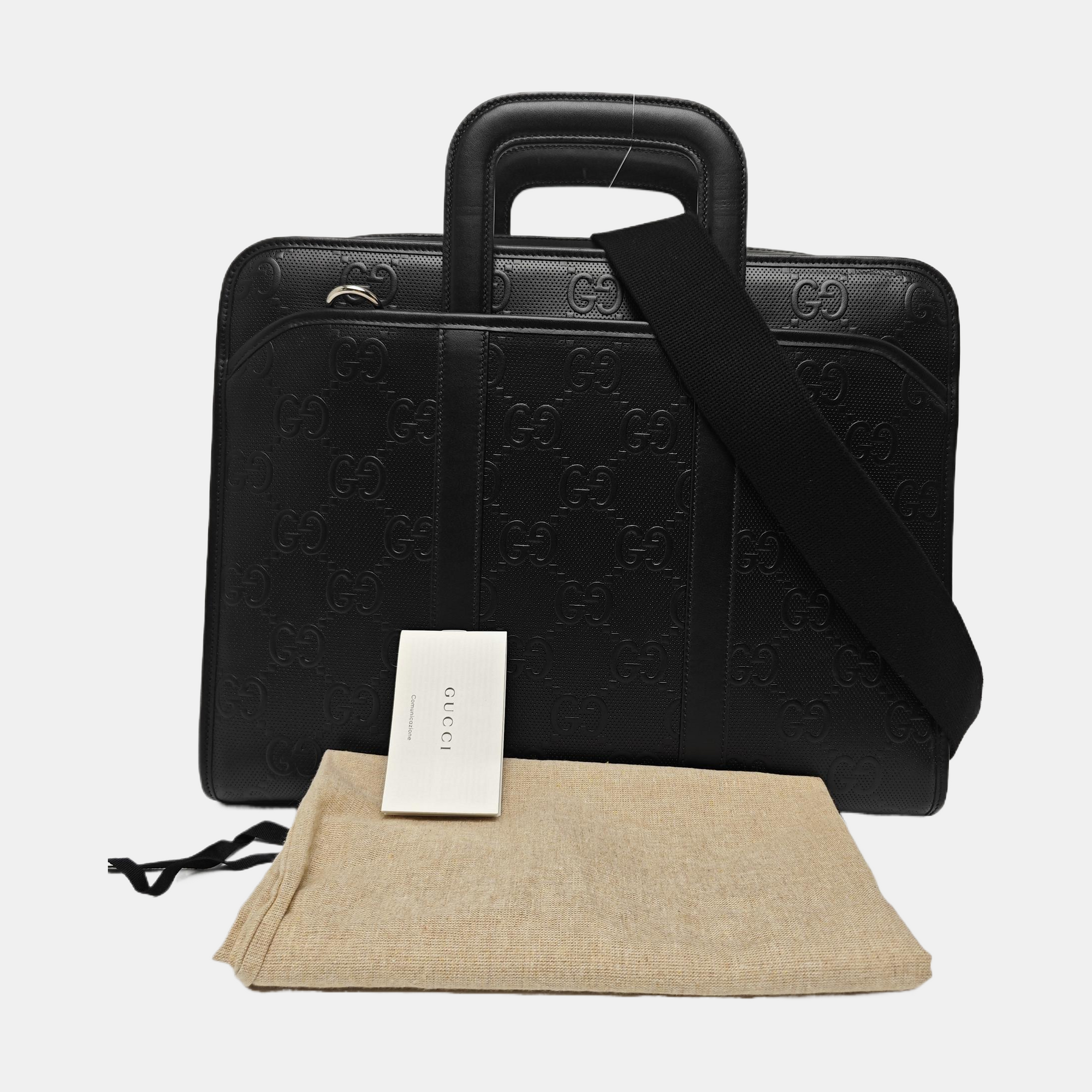 Monogram Calfskin Shoulder Bag Black