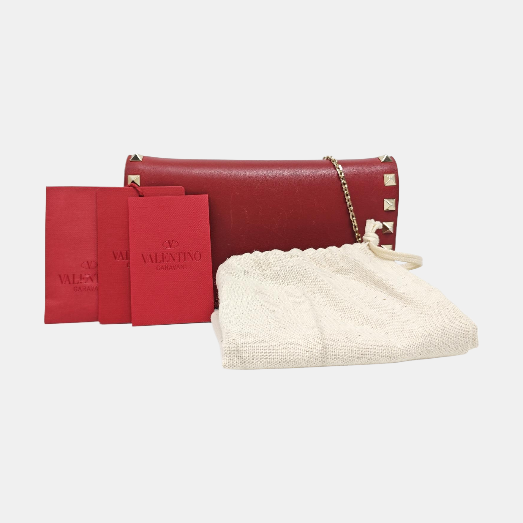 Rockstud Calfskin Red