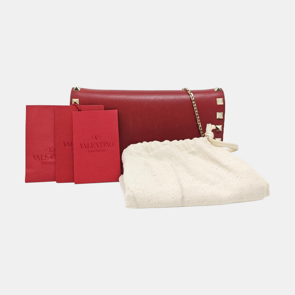 Rockstud Calfskin Red