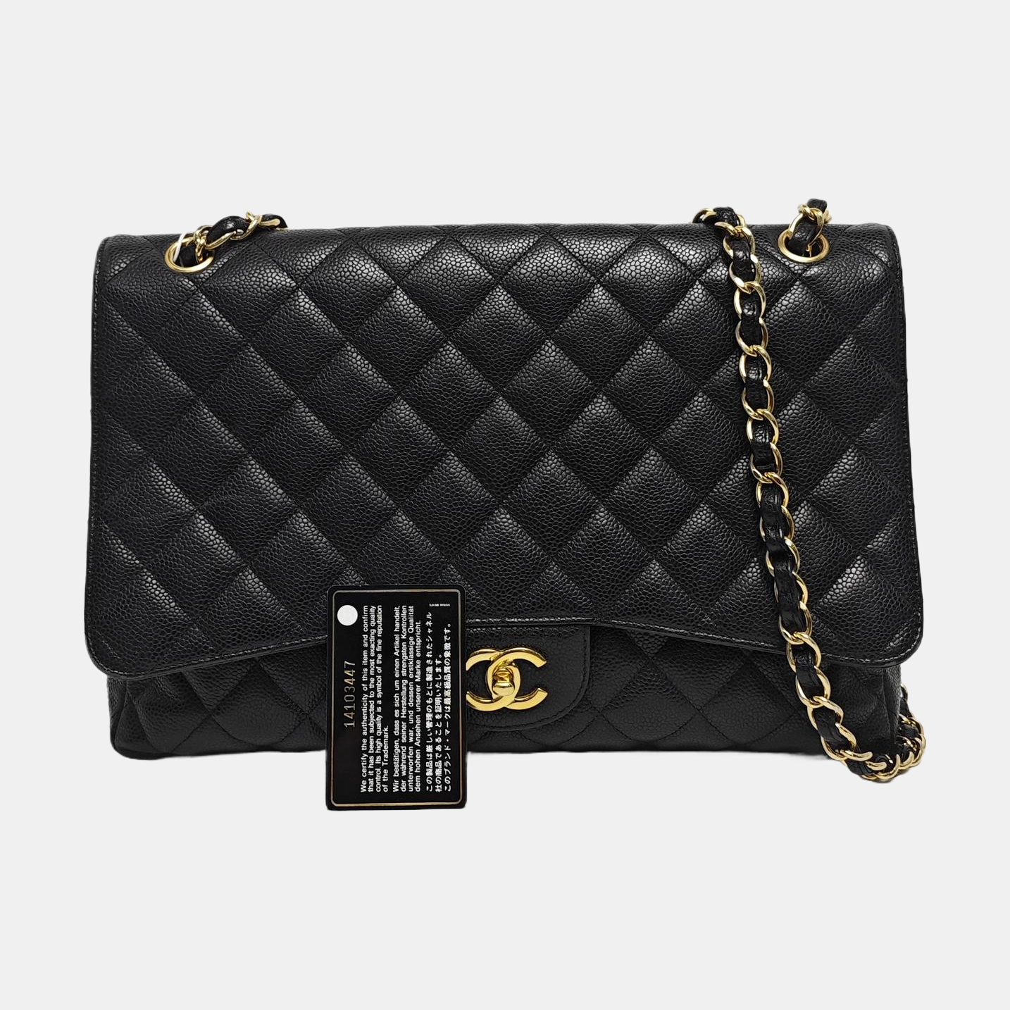 CLASSIC FLAP Maxi Quilted Grained Calfskin Black