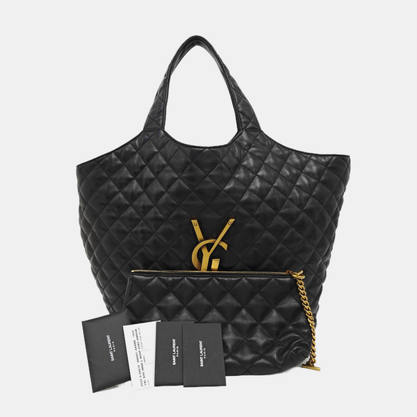 ICARE Extra Large Quilted Lambskin Black