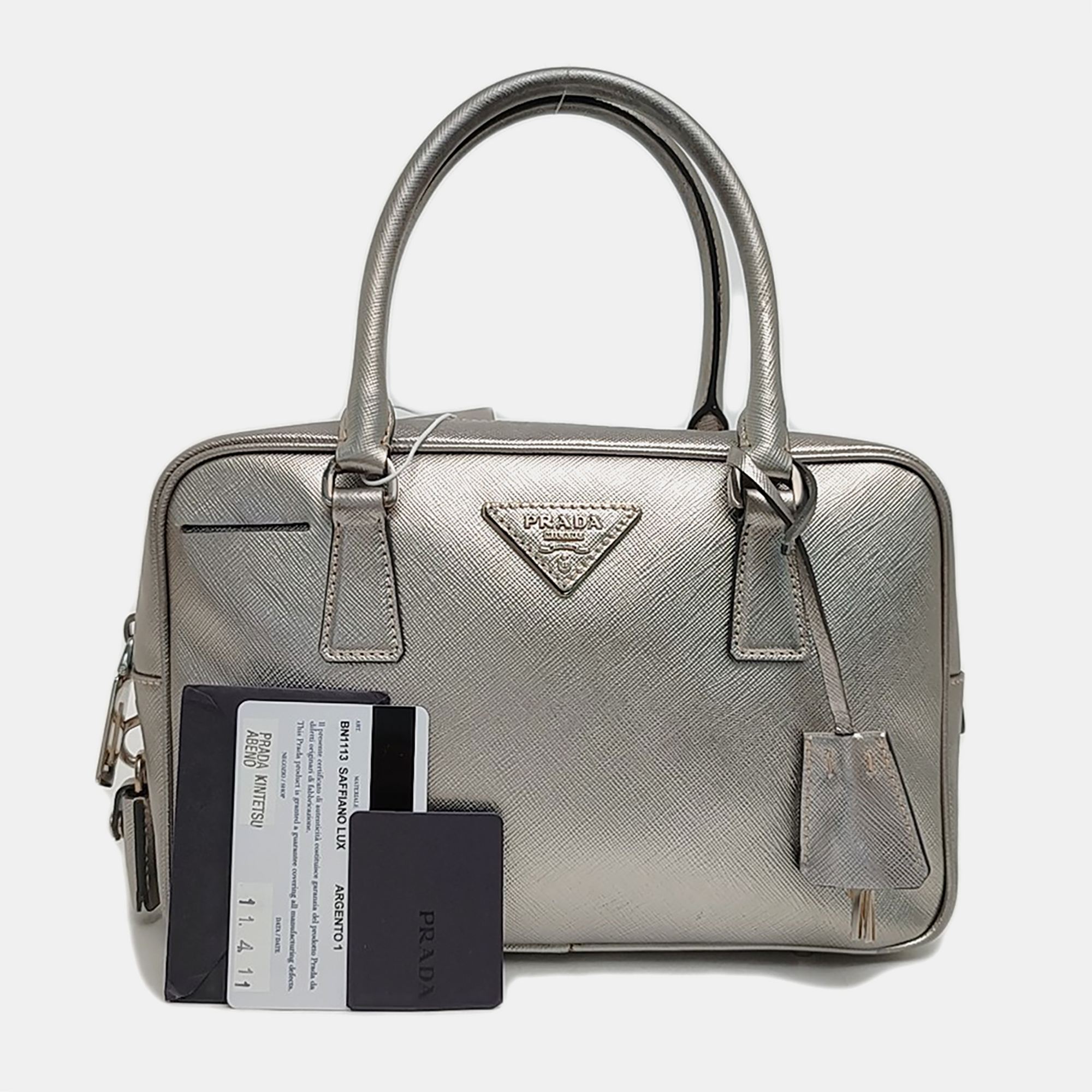 Bauletto Saffiano Saffiano Calfskin Silver