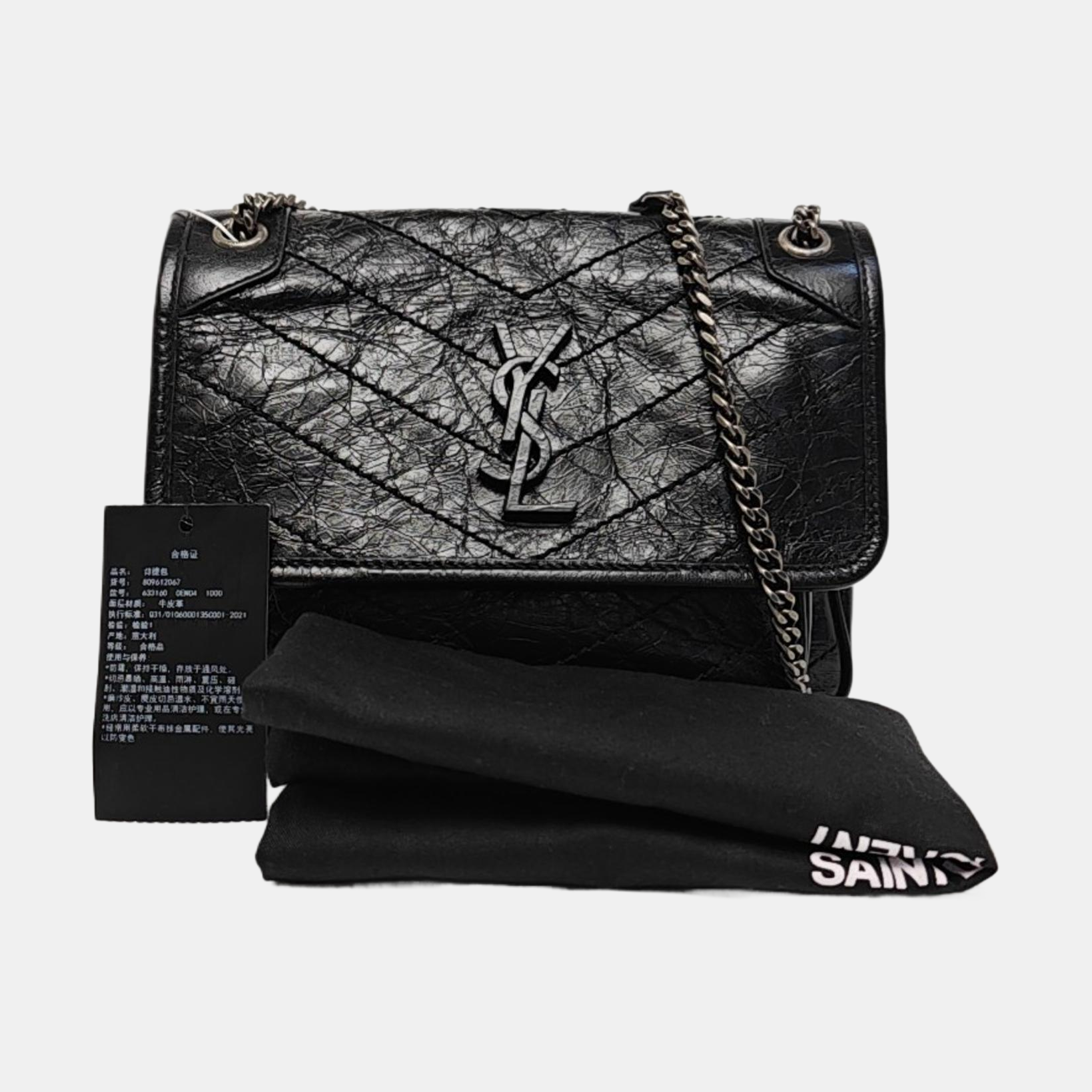 NIKI Small Chevron Calfskin Black