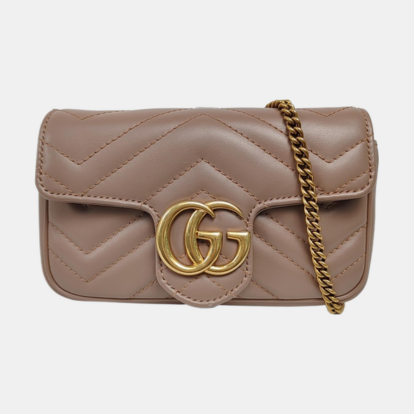 GG Marmont Mini Quilted Calfskin Beige