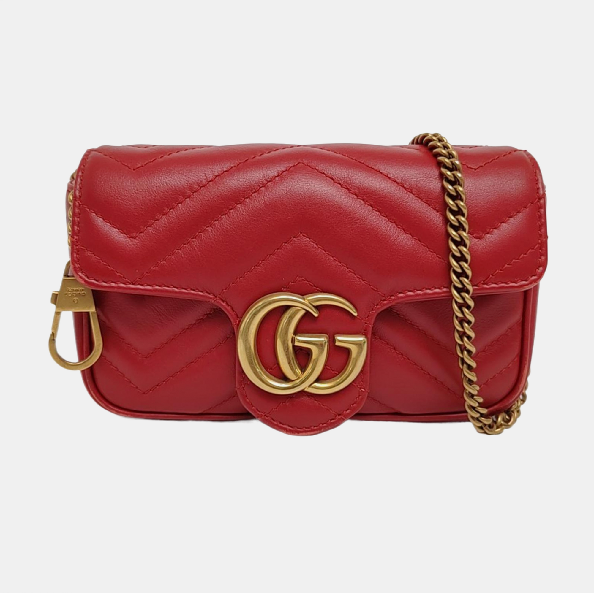 Authenticated pre-owned  GG Marmont Mini Quilted Calfskin Red - Shoulder Bag at Looply